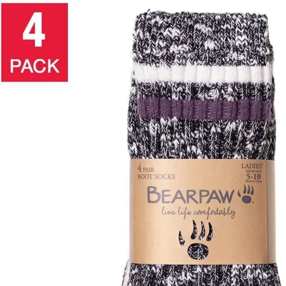Bearpaw Ladies’ Boot Socks - Black, 4 pair